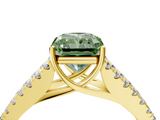 Yellow gold Fancy Green Radiant  Cut Split Shank Pave Diamond Engagement Ring with Four-Prong Setting_28