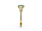 Yellow gold Fancy Green Radiant  Cut Three-Stone Diamond Pavé Band with Prong Setting_19