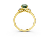 Yellow gold Fancy Green Radiant  Cut Three-Stone Diamond Pavé Band with Prong Setting_20