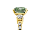 Yellow gold Fancy Green Radiant  Cut Three-Stone Diamond Pavé Band with Prong Setting_22
