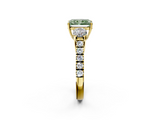 Yellow gold Fancy Green Radiant  Cut Three-Stone Diamond Pave Band with Prong Setting_39