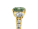 Yellow gold Fancy Green Radiant  Cut Three-Stone Diamond Pave Band with Prong Setting_42