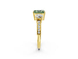 Yellow gold Fancy Green Radiant Cut Three-Stone Diamond Ring with Pavé Band and Four-Prong Setting_2