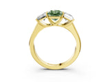 Yellow gold Fancy Green Radiant Cut Three-Stone Diamond Ring with Prong Setting on a Classic Band_15