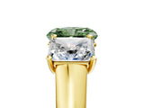Yellow gold Fancy Green Radiant Cut Three-Stone Diamond Ring with Prong Setting on a Classic Band_17