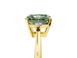 Yellow gold Fancy Green Radiant  Cut Three-Stone Solitaire Ring with Round Accent Diamonds and Four-Prong Setting_25