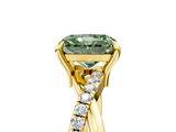 Yellow gold Fancy Green Radiant  Cut Twist Band Solitaire Diamond Ring with Pavé Setting_8