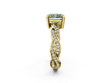 Yellow gold Fancy Green Radiant  Cut Twisted Pavé Band Solitaire Ring with Four-Prong Setting_57