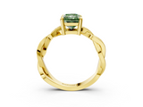 Yellow gold Fancy Green Radiant  Cut Twisted Pavé Band Solitaire Ring with Four-Prong Setting_58