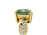 Yellow gold Fancy Green Radiant  Cut Twisted Pavé Band Solitaire Ring with Four-Prong Setting_60