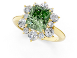 Yellow gold Fancy Green Radiant  Diamond Cluster Halo Ring with Solitaire Band and Four-Prong Setting_21