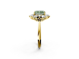 Yellow gold Fancy Green Radiant  Diamond Cluster Halo Ring with Solitaire Band and Four-Prong Setting_22
