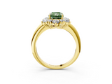 Yellow gold Fancy Green Radiant  Diamond Cluster Halo Ring with Solitaire Band and Four-Prong Setting_23