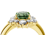 Yellow gold Fancy Green Radiant  Diamond Cluster Halo Ring with Solitaire Band and Four-Prong Setting_24