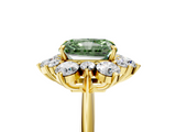 Yellow gold Fancy Green Radiant  Diamond Cluster Halo Ring with Solitaire Band and Four-Prong Setting_25
