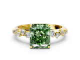 Yellow gold Fancy Green Radiant  Diamond Cluster Prong-Set Solitaire Ring_23