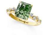 Yellow gold Fancy Green Radiant  Diamond Cluster Prong-Set Solitaire Ring_24
