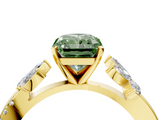 Yellow gold Fancy Green Radiant  Diamond Floral Vine Solitaire Engagement Ring_7