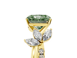 Yellow gold Fancy Green Radiant  Diamond Floral Vine Solitaire Engagement Ring_8