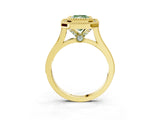 Yellow gold Fancy Green Radiant  Diamond Halo Ring with Milgrain Frame and Pavé Band_80