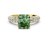 Yellow gold Fancy Green Radiant  Diamond Pavé Band Solitaire Ring with Four-Prong Setting_46