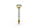 Yellow gold Fancy Green Radiant  Diamond Pavé Band Solitaire Ring with Four-Prong Setting_47
