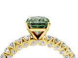 Yellow gold Fancy Green Radiant  Diamond Pavé Band Solitaire Ring with Four-Prong Setting_49