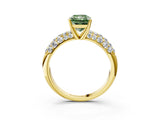 Yellow gold Fancy Green Radiant  Diamond Pavé Band Solitaire Ring with Four-Prong Setting_49