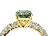 Yellow gold Fancy Green Radiant  Diamond Pavé Band Solitaire Ring with Four-Prong Setting_50