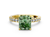 Yellow gold Fancy Green Radiant  Diamond Pavé Band Solitaire with Four-Prong Setting_121