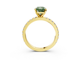 Yellow gold Fancy Green Radiant  Diamond Pavé Band Solitaire with Four-Prong Setting_124