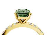 Yellow gold Fancy Green Radiant  Diamond Pavé Band Solitaire with Four-Prong Setting_125