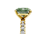 Yellow gold Fancy Green Radiant  Diamond Pavé Band Solitaire with Four-Prong Setting_126