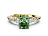 Yellow gold Fancy Green Radiant  Diamond Pavé Band Solitaire with Four-Prong Setting_3