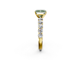 Yellow gold Fancy Green Radiant  Diamond Pavé Band Solitaire with Four-Prong Setting_5