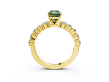 Yellow gold Fancy Green Radiant  Diamond Pavé Band Solitaire with Four-Prong Setting_6