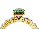 Yellow gold Fancy Green Radiant  Diamond Pavé Band Solitaire with Four-Prong Setting_7