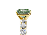 Yellow gold Fancy Green Radiant  Diamond Pavé Band Solitaire with Four-Prong Setting_8