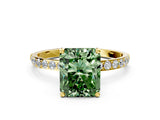 Yellow gold Fancy Green Radiant  Diamond Pavé Band with Six-Prong Setting_31