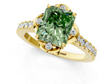 Yellow gold Fancy Green Radiant  Diamond Pave Band with Floral Prong Setting_28
