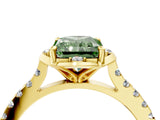 Yellow gold Fancy Green Radiant  Diamond Pave Band with Floral Prong Setting_31