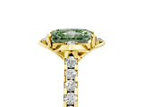 Yellow gold Fancy Green Radiant  Diamond Pave Band with Floral Prong Setting_32
