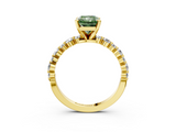 Yellow gold Fancy Green Radiant  Diamond Prong Set Engagement Ring with Pave Band_207