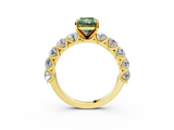 Yellow gold Fancy Green Radiant  Diamond Prong Setting with Side Stones on a Pave Band_129