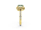 Yellow gold Fancy Green Radiant  Diamond Solitaire Ring with Shared Prong Pavé Band_69
