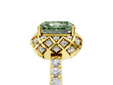 Yellow gold Fancy Green Radiant  Diamond Solitaire Ring with Shared Prong Pavé Band_72