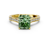 Yellow gold Fancy Green Radiant  Diamond Solitaire with Pave Band and Six-Prong Setting_20