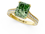 Yellow gold Fancy Green Radiant  Diamond Solitaire with Pave Band and Six-Prong Setting_21