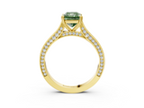 Yellow gold Fancy Green Radiant  Diamond Solitaire with Pave Band and Six-Prong Setting_23