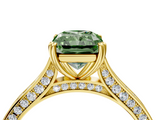 Yellow gold Fancy Green Radiant  Diamond Solitaire with Pave Band and Six-Prong Setting_24